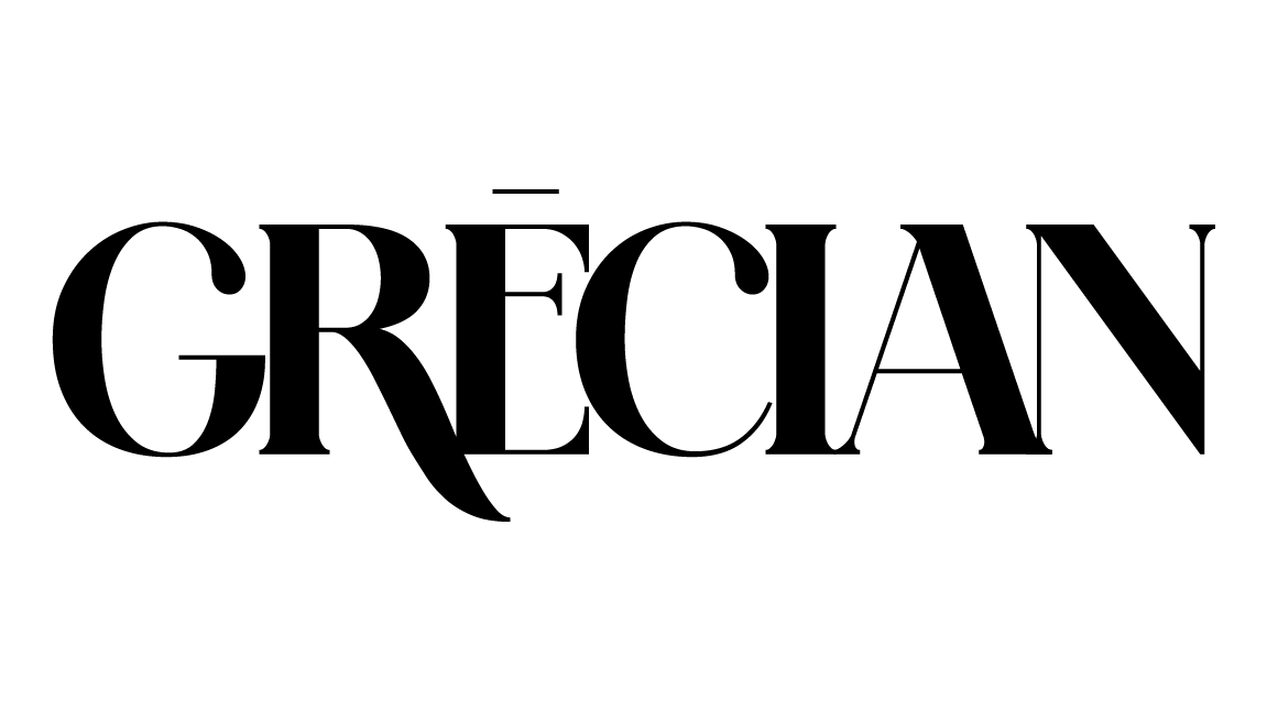 Grecian font in black font on transparent background