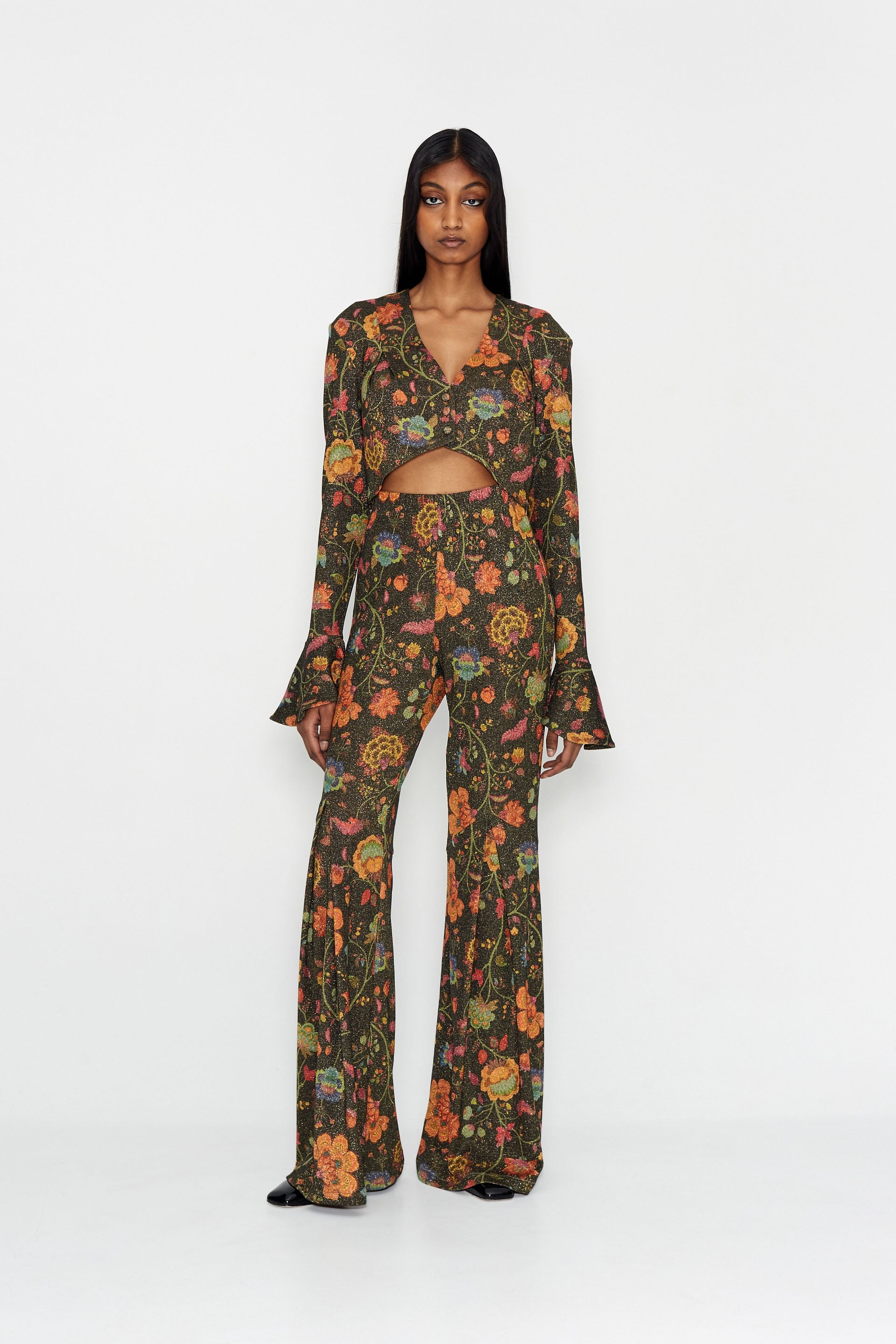 Floral flared shop trousers